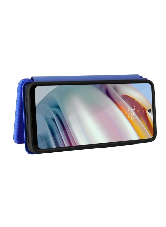 اس-توب جراب لهاتف Motorola Moto G60 / G40 Fusion مصنوع من ألياف الكربون بتصميم أفقي قابل للطي مصنوع من مادة TPU + PC + جلد PU مع فتحة للبطاقات - Image 4
