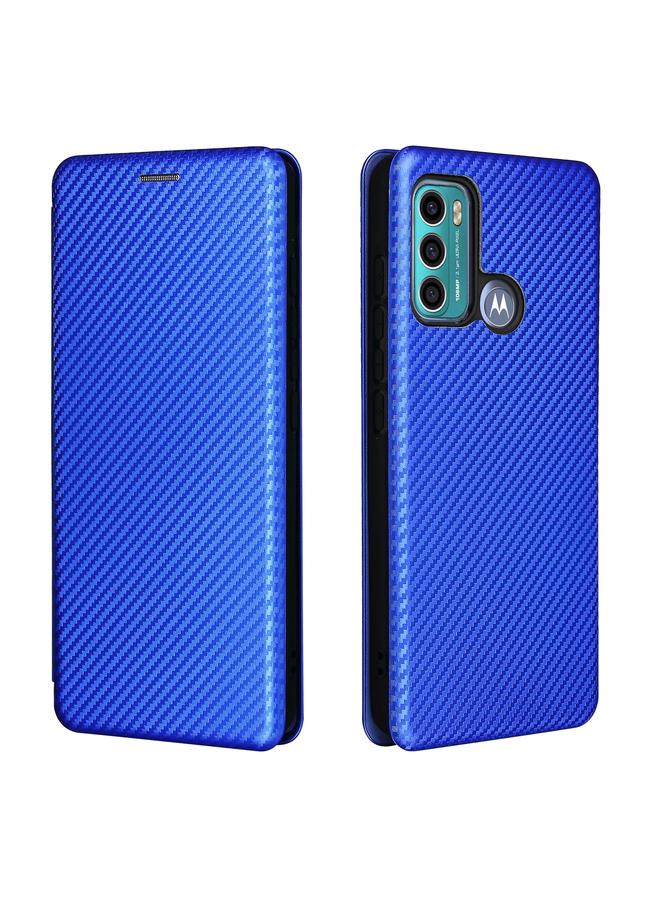 اس-توب جراب لهاتف Motorola Moto G60 / G40 Fusion مصنوع من ألياف الكربون بتصميم أفقي قابل للطي مصنوع من مادة TPU + PC + جلد PU مع فتحة للبطاقات - Image 2