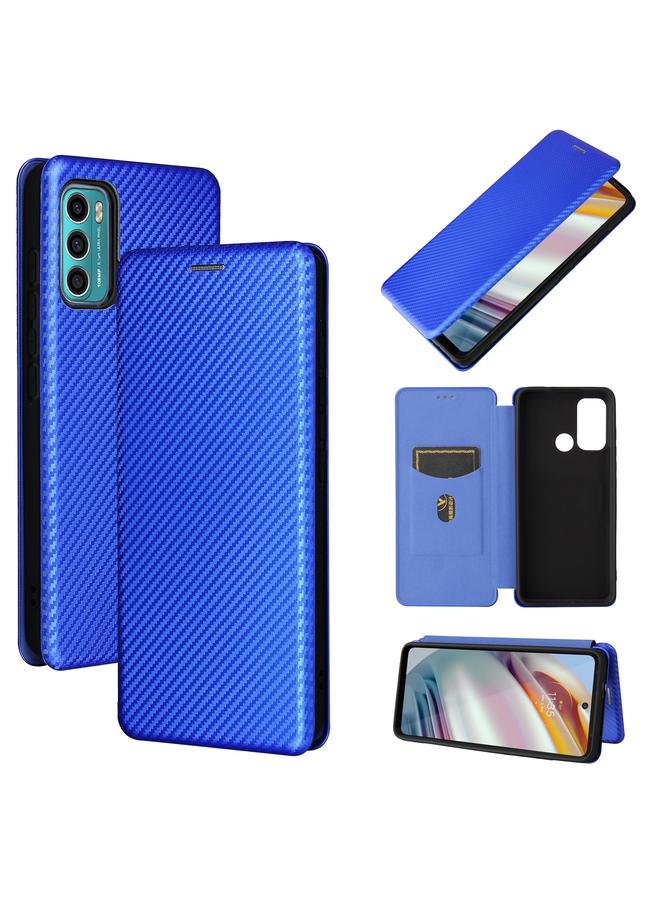 اس-توب جراب لهاتف Motorola Moto G60 / G40 Fusion مصنوع من ألياف الكربون بتصميم أفقي قابل للطي مصنوع من مادة TPU + PC + جلد PU مع فتحة للبطاقات - Image 1