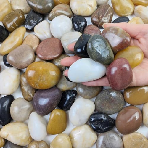 FANTIAN 5 lbs River Rocks Pebbles for Indoor Plants, Decorative Mixed Color River Rocks for Potted Plants Landscaping Fish Tank Patio Garden Vase Fountain and Outdoor Decorative Stones - Image 1