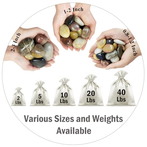 FANTIAN 5 lbs River Rocks Pebbles for Indoor Plants, Decorative Mixed Color River Rocks for Potted Plants Landscaping Fish Tank Patio Garden Vase Fountain and Outdoor Decorative Stones - Image 2