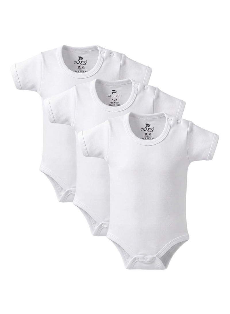 Pluto Pack of 3 Cotton Short Sleeve Bodysuit for Baby - Image 1