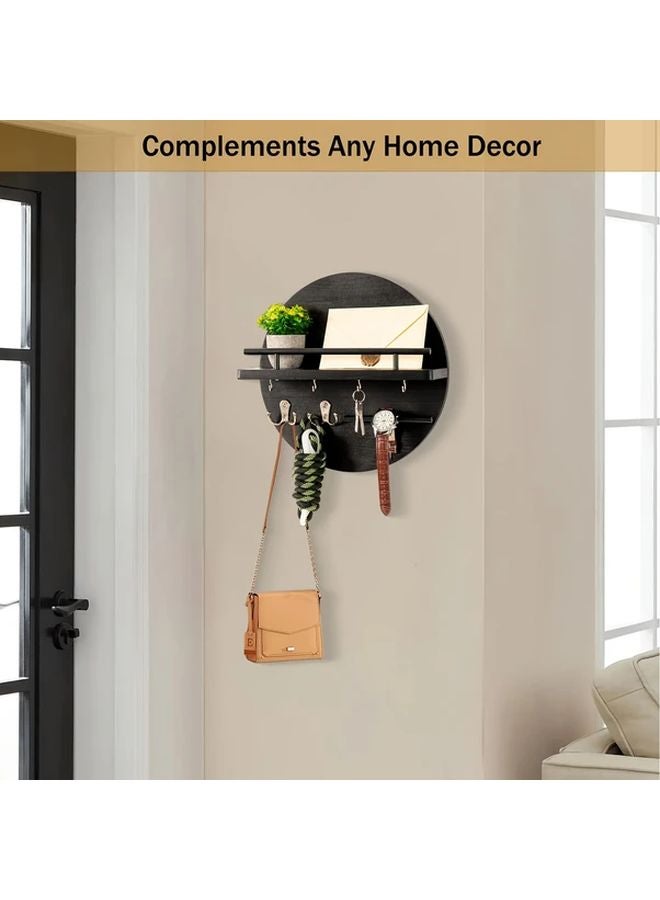 حامل مفاتيح خشبي طبيعي معلق على الحائط، منظف بريد، صندوق تخزين مدخل على الطراز البوهيمي - Image 5