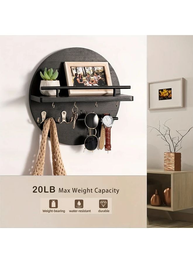 حامل مفاتيح خشبي طبيعي معلق على الحائط، منظف بريد، صندوق تخزين مدخل على الطراز البوهيمي - Image 2