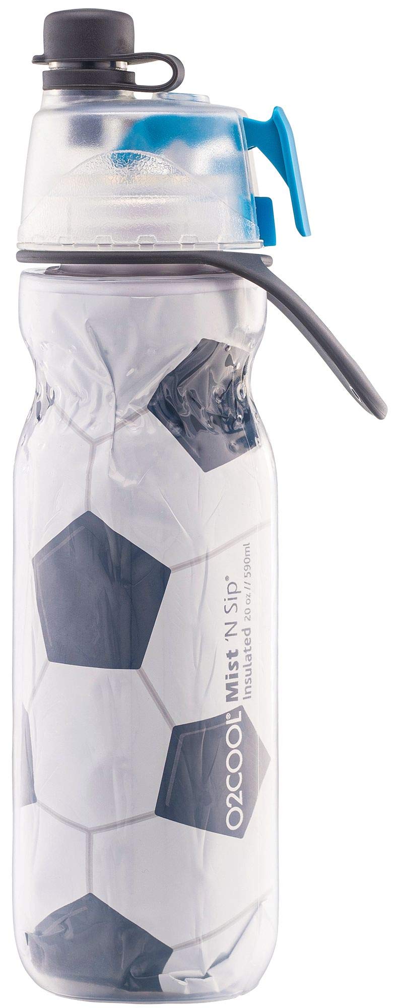 O2COOL Mist 'N Sip Misting Water Bottle 2-in-1 Mist And Sip Function With No Leak Pull Top Spout Reusable Sports Water Bottle - 20 oz (Soccer) - Image 2