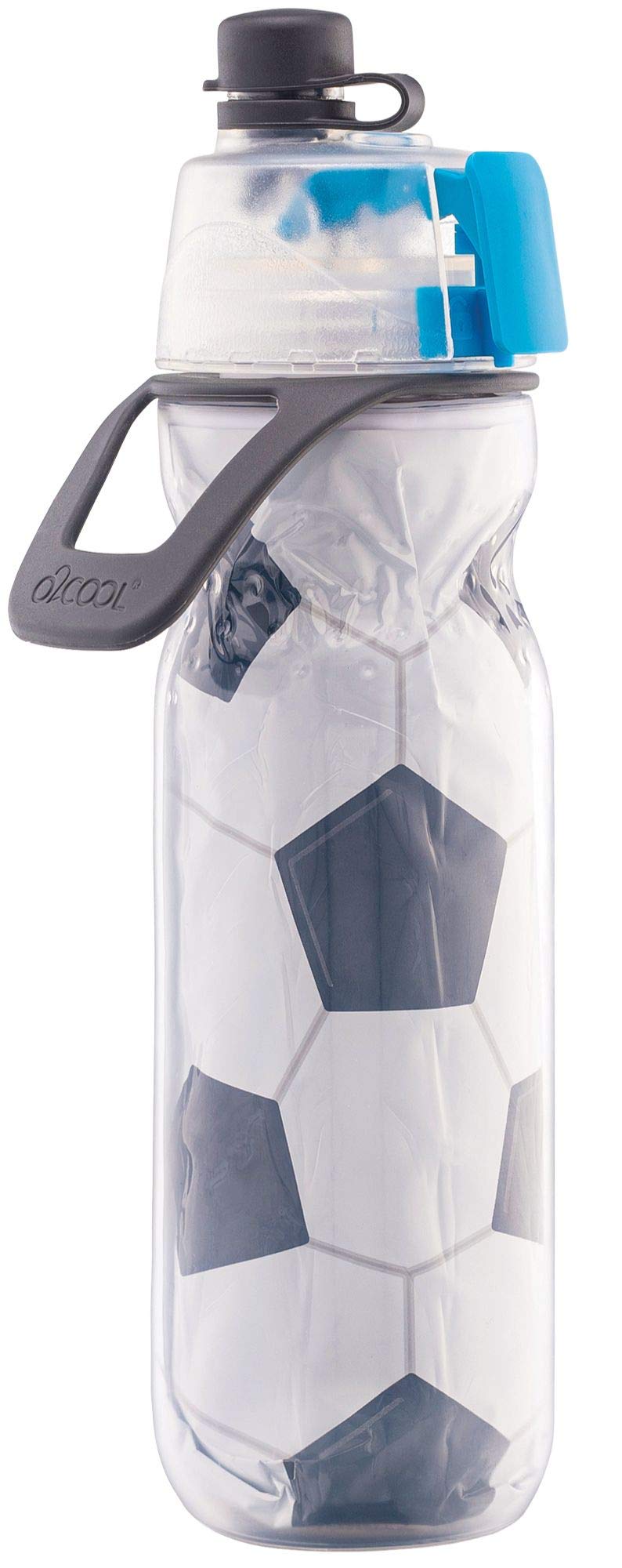 O2COOL Mist 'N Sip Misting Water Bottle 2-in-1 Mist And Sip Function With No Leak Pull Top Spout Reusable Sports Water Bottle - 20 oz (Soccer) - Image 1