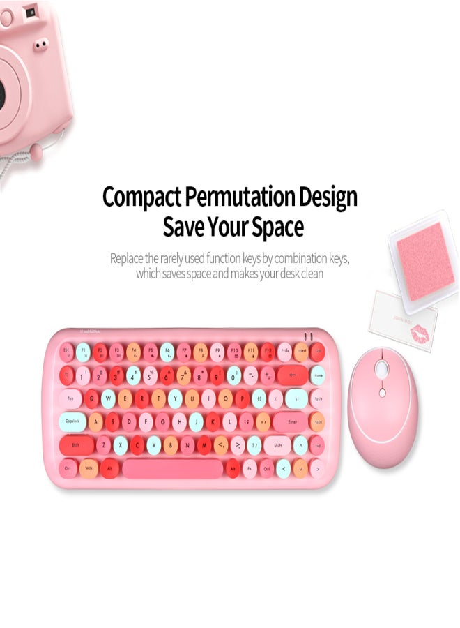 Mofii CANDY Keyboard Combo 2.4G Wireless Mixed Color 84 Key Mini Keyboard Set with Circular Punk Key Caps Light Brown - Image 4