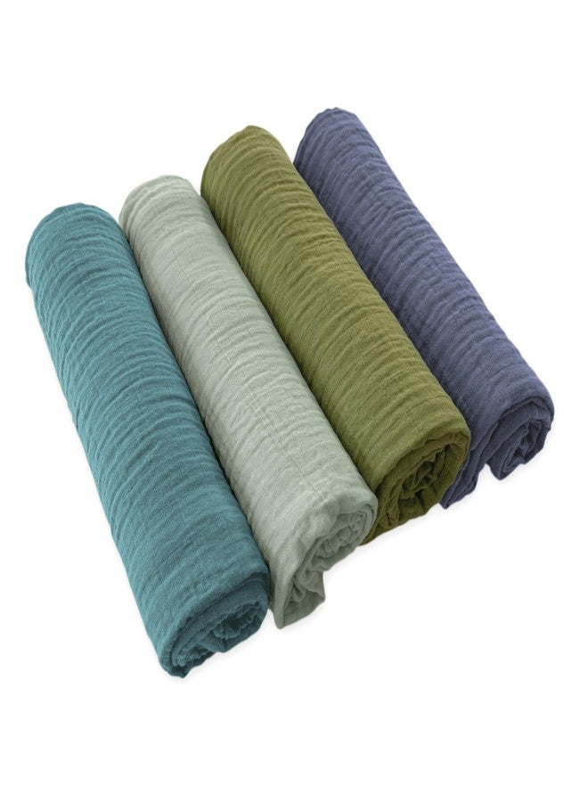 SwaddleDesigns Cotton Muslin Swaddle Blankets for Baby Boy & Baby Girl, Set of 4, Neutral Receiving Blankets for Newborn, Baby Registry & Gift, 46x46 inches, Cascadia - Image 2