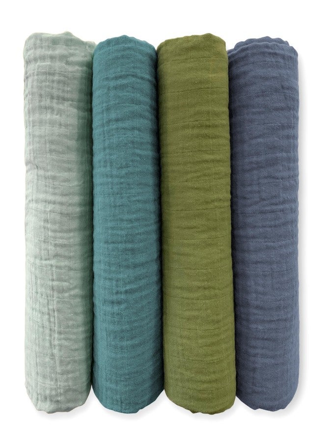 SwaddleDesigns Cotton Muslin Swaddle Blankets for Baby Boy & Baby Girl, Set of 4, Neutral Receiving Blankets for Newborn, Baby Registry & Gift, 46x46 inches, Cascadia - Image 1
