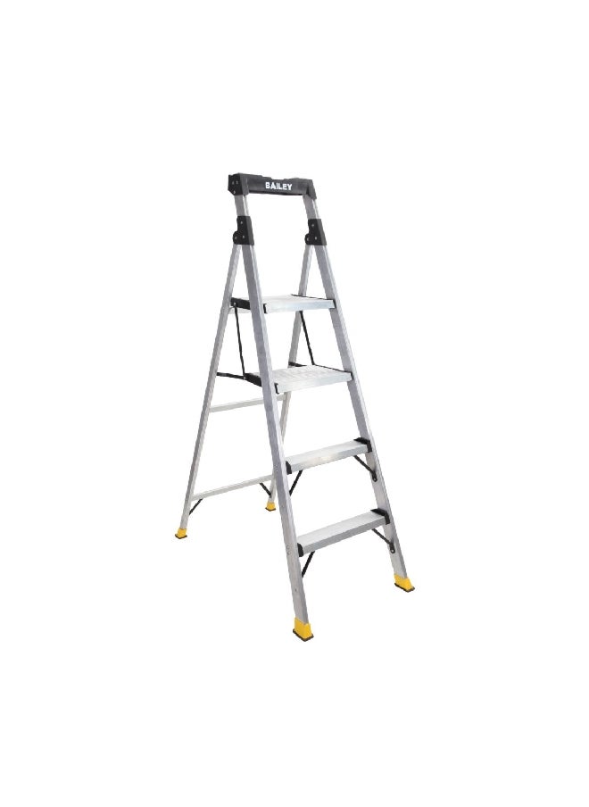 Werner Bailey 4-Steps Compact Twin Folding Stepladder Silver/Black 172.2 x 57.9 x 11.9 cm C374ME  - Image 1