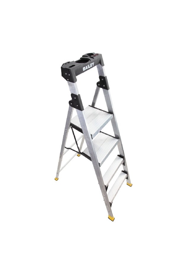 Werner Bailey 4-Steps Compact Twin Folding Stepladder Silver/Black 172.2 x 57.9 x 11.9 cm C374ME  - Image 2