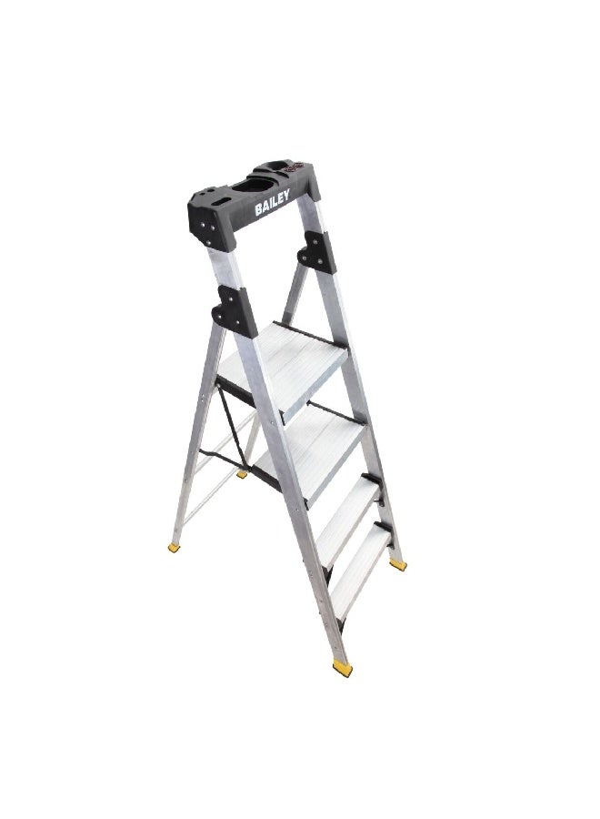 Werner Bailey 4-Steps Compact Twin Folding Stepladder Silver and Black 172.2 x 57.9 x 11.9 cm C374ME - Image 2