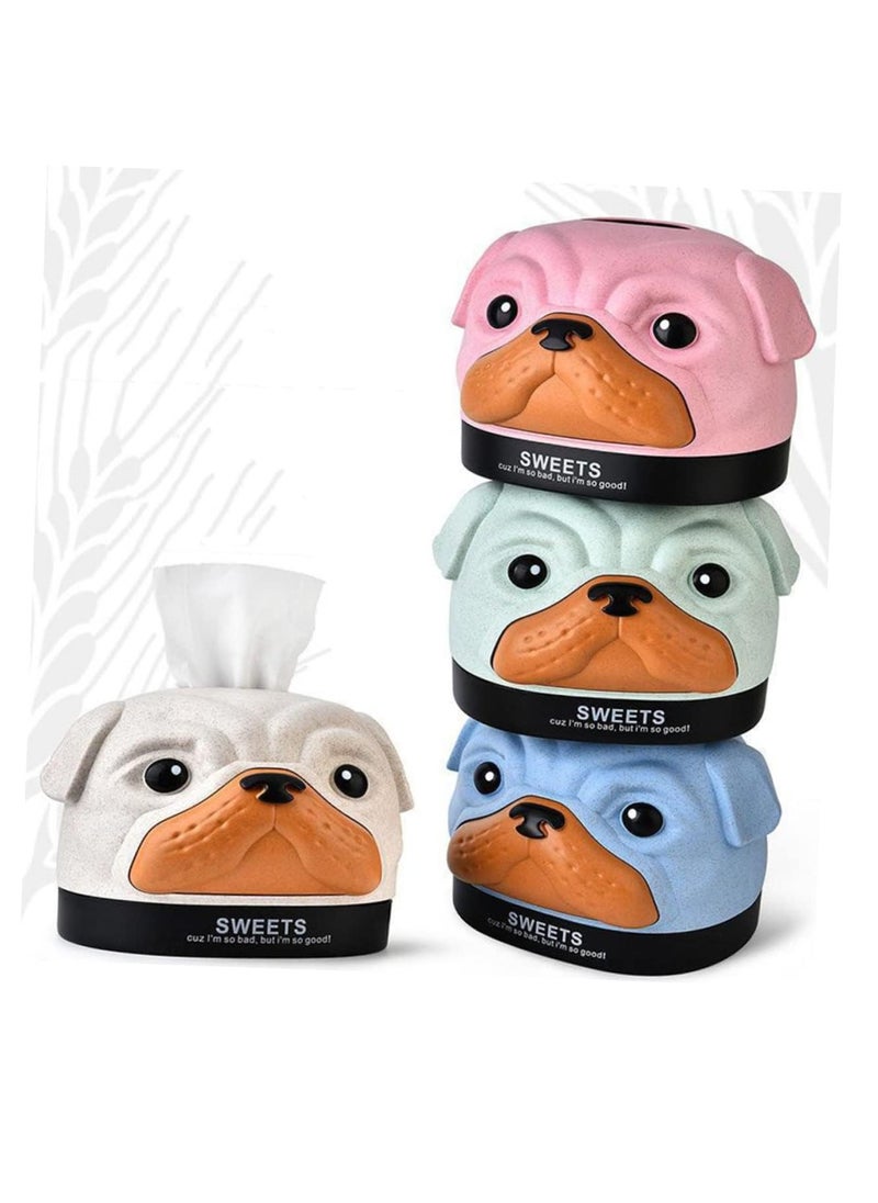 EHOME - 2pcs Cartoon Dog Tissue Box Paper Towel Holders Countertop Napkins Case Modern Decorative Napkin Holder Roll Paper Storage Organization Box Dispenser Tissues Cover Cases Tube (Green) - Image 1