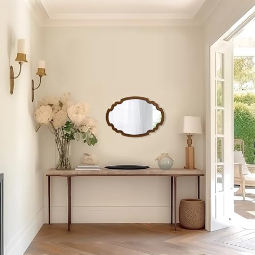 Sintosin Hanging Farmhouse Oval Mirrors for Wall Decor 16 X 22 Inch, Handmade Burning Finished Oval Bathroom Mirrors for Over Sink, Rustic Wood Mirror for Entryway, Horizontal or Vertical - Image 4