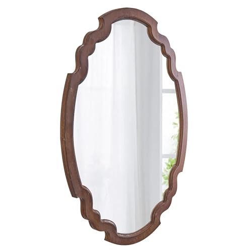 Sintosin Hanging Farmhouse Oval Mirrors for Wall Decor 16 X 22 Inch, Handmade Burning Finished Oval Bathroom Mirrors for Over Sink, Rustic Wood Mirror for Entryway, Horizontal or Vertical - Image 1