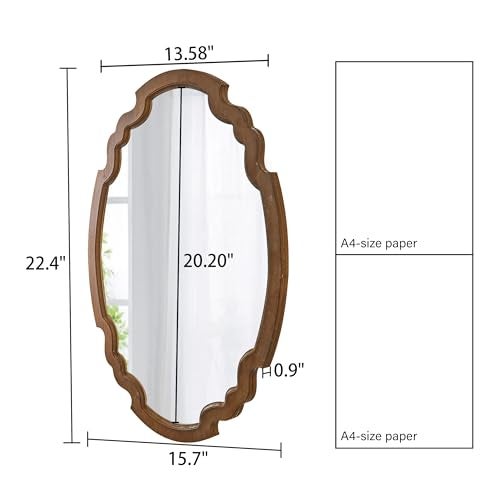 Sintosin Hanging Farmhouse Oval Mirrors for Wall Decor 16 X 22 Inch, Handmade Burning Finished Oval Bathroom Mirrors for Over Sink, Rustic Wood Mirror for Entryway, Horizontal or Vertical - Image 2