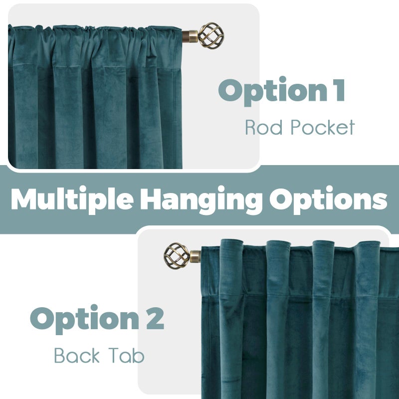 BGment Teal Velvet Curtains 84 Inch for Bedroom, Thick Thermal Insulated Room Darkening Curtains Noise Reduce Back Tab and Rod Pocket Window Panels for Living Room, Set of 2 Panels, 52 x 84 Inch - Image 3