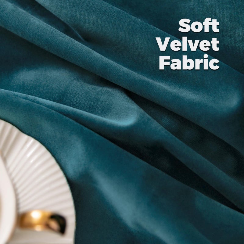 BGment Teal Velvet Curtains 84 Inch for Bedroom, Thick Thermal Insulated Room Darkening Curtains Noise Reduce Back Tab and Rod Pocket Window Panels for Living Room, Set of 2 Panels, 52 x 84 Inch - Image 5