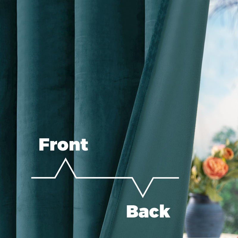 BGment Teal Velvet Curtains 84 Inch for Bedroom, Thick Thermal Insulated Room Darkening Curtains Noise Reduce Back Tab and Rod Pocket Window Panels for Living Room, Set of 2 Panels, 52 x 84 Inch - Image 4