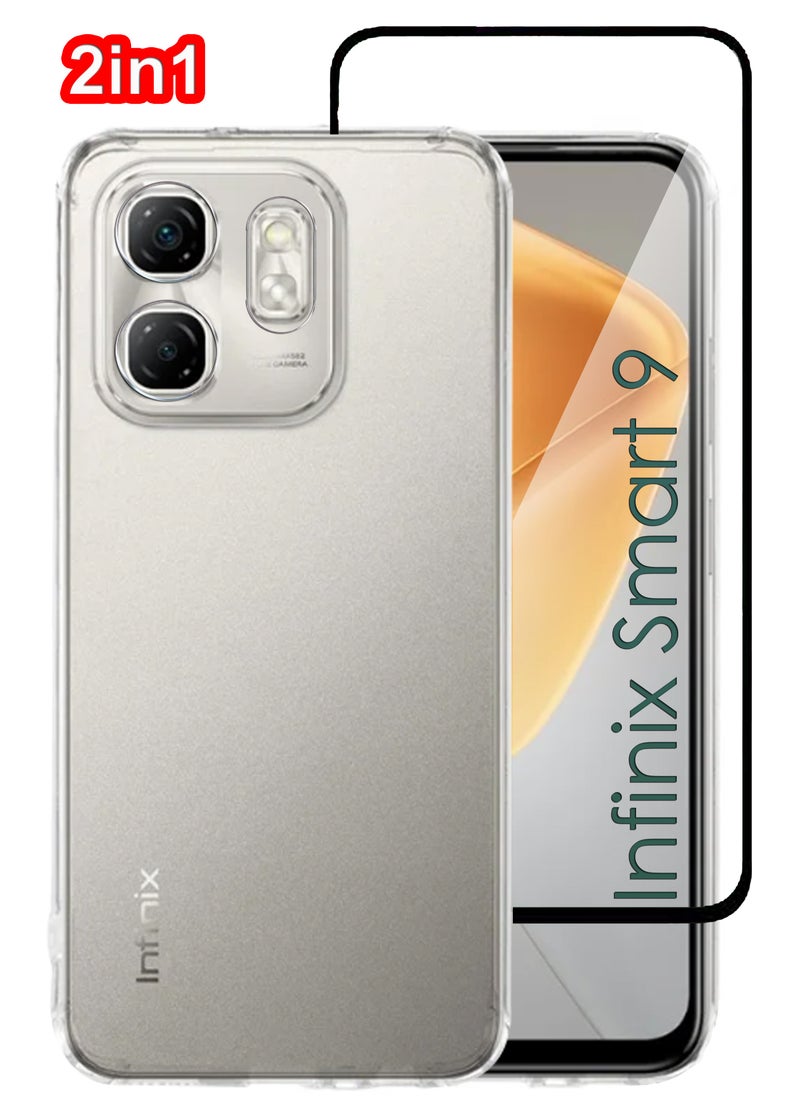 Generic 2 in 1 Pack For Infinix Smart 9 Protection Pack - Ultra Clear Shockproof Case & Edge-to-Edge Screen Protector, 360 Degree Protection, Back Cover & Screen Protector for Infinix Smart 9  - Image 1