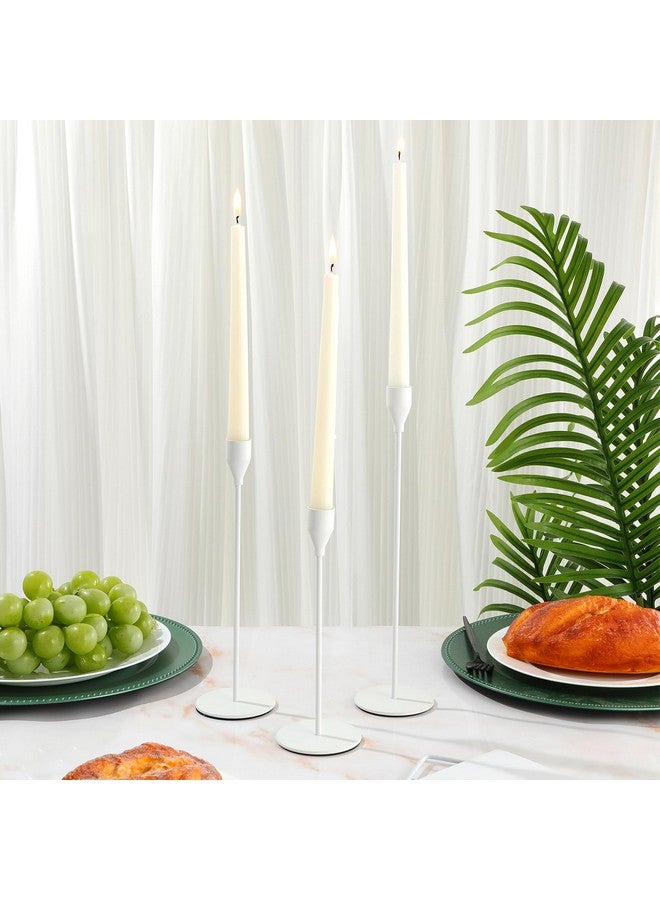Potchen Set of 18 Candlestick Holders Metal Taper Candle Holders Tall Candle Holders for Table Centerpiece Modern Pillar Candle Holder Decorative Candle Sticks for Home Wedding Decor(White) - Image 5