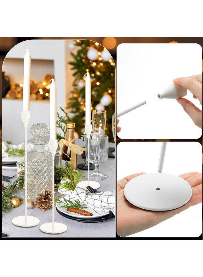 Potchen Set of 18 Candlestick Holders Metal Taper Candle Holders Tall Candle Holders for Table Centerpiece Modern Pillar Candle Holder Decorative Candle Sticks for Home Wedding Decor(White) - Image 4