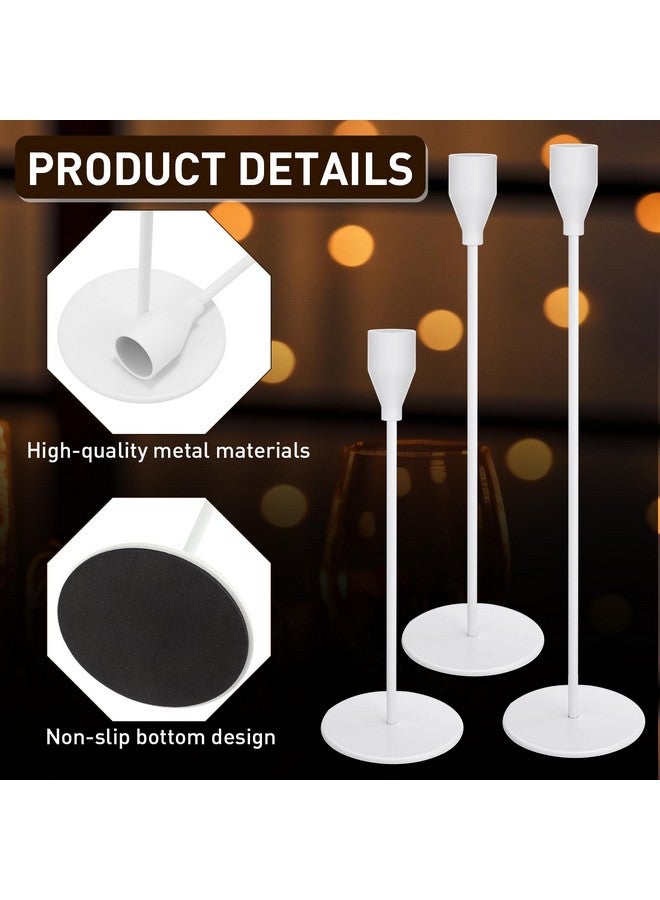 Potchen Set of 18 Candlestick Holders Metal Taper Candle Holders Tall Candle Holders for Table Centerpiece Modern Pillar Candle Holder Decorative Candle Sticks for Home Wedding Decor(White) - Image 3