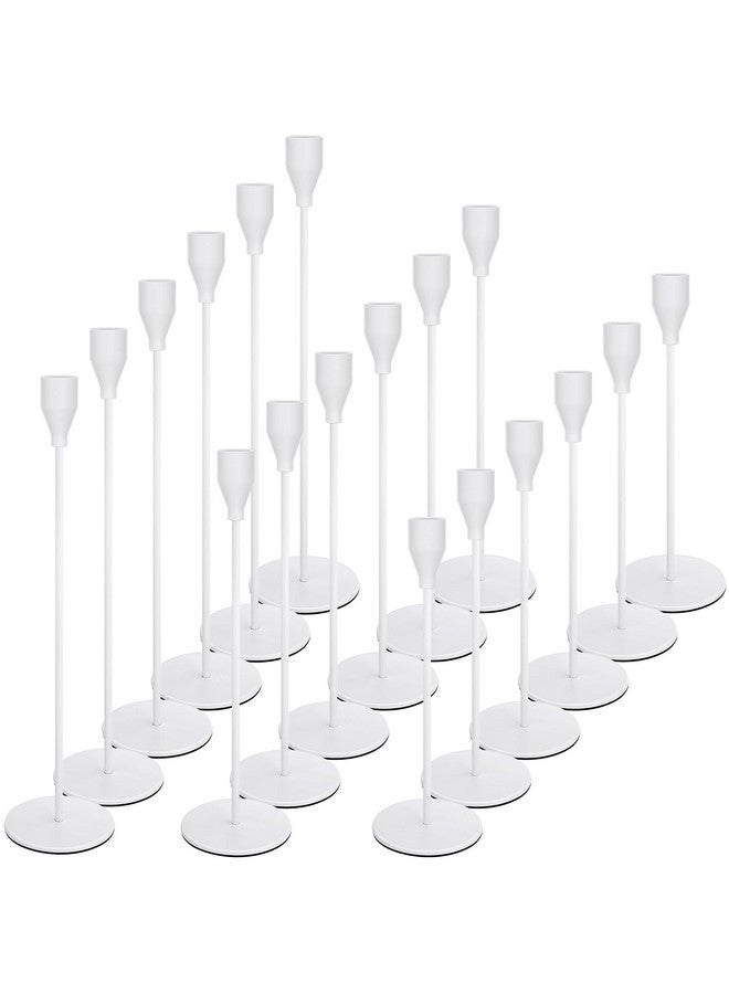 Potchen Set of 18 Candlestick Holders Metal Taper Candle Holders Tall Candle Holders for Table Centerpiece Modern Pillar Candle Holder Decorative Candle Sticks for Home Wedding Decor(White) - Image 1