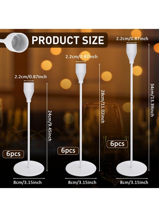Potchen Set of 18 Candlestick Holders Metal Taper Candle Holders Tall Candle Holders for Table Centerpiece Modern Pillar Candle Holder Decorative Candle Sticks for Home Wedding Decor(White) - Image 2