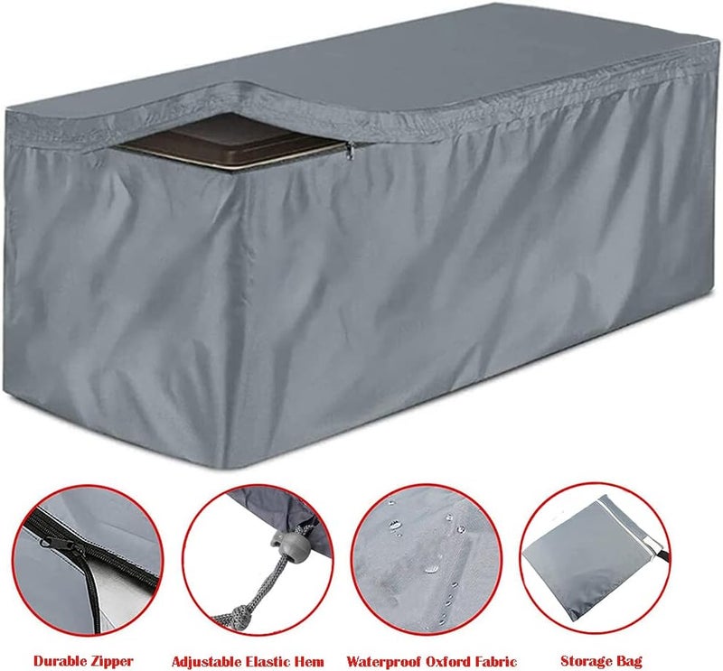 Skyour Patio Deck Box Cover Skyour Heavy Duty 420D Oxford 100% Waterproof Bench Outdoor Storage Deck Boxes Covers Garden Furniture Table Ottoman Dust Cover (S: 48x24x22in, Gray) - Image 3