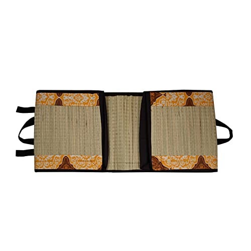 CRAFT OF INDIA Foldable korai Grass Mat 2X6ft with 18MM Soft Foam Hand Made Fabric Black Cotton Rajwada - Image 3
