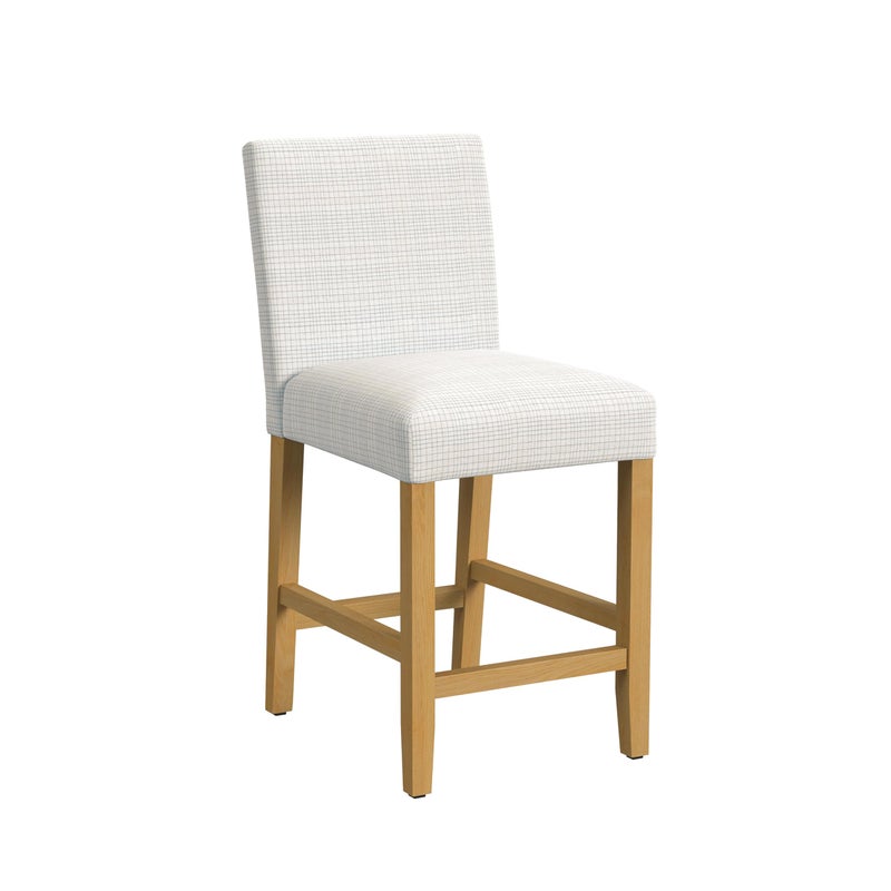 HomePop Home Decor | Classic Counter Height Bar Stools | 24 Inch Bar Stools | Decorative Home Furniture, Cream Grid Pattern - Image 1
