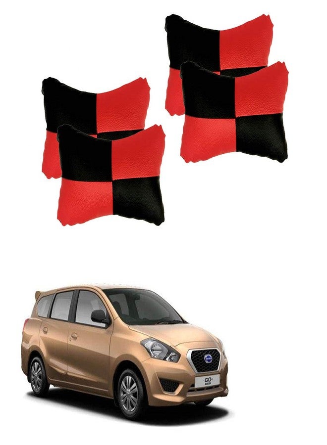 PulGos Red Universal Neck Rest Pillow Faux Leather Material in Check Design for All Cars (Pair of 2)_685 - Image 1
