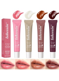 lakerain 4 Color Glossy Lip Balm Butter Lip Gloss，Moisturizing Non Sticky High Shiny Finish Lip Glow Oil, Natural Plumping Lip Tint Lip Care & Repair Lip Mask for Soft & Smooth & Protect Dry Lip  - Image 1