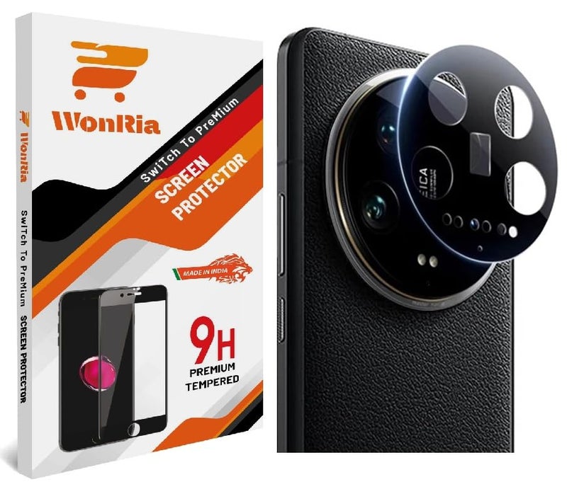 WonRia Back Camera Lens Protector for Xiaomi Mi 14 Ultra 5G Camera Glass Protector Guard [3D Premium] - Black - Image 1