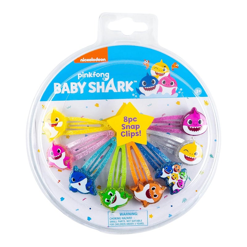 Baby Shark Kids Hair Clips for Girls Snap Clips 8 Pack Multi Color Ages 3
