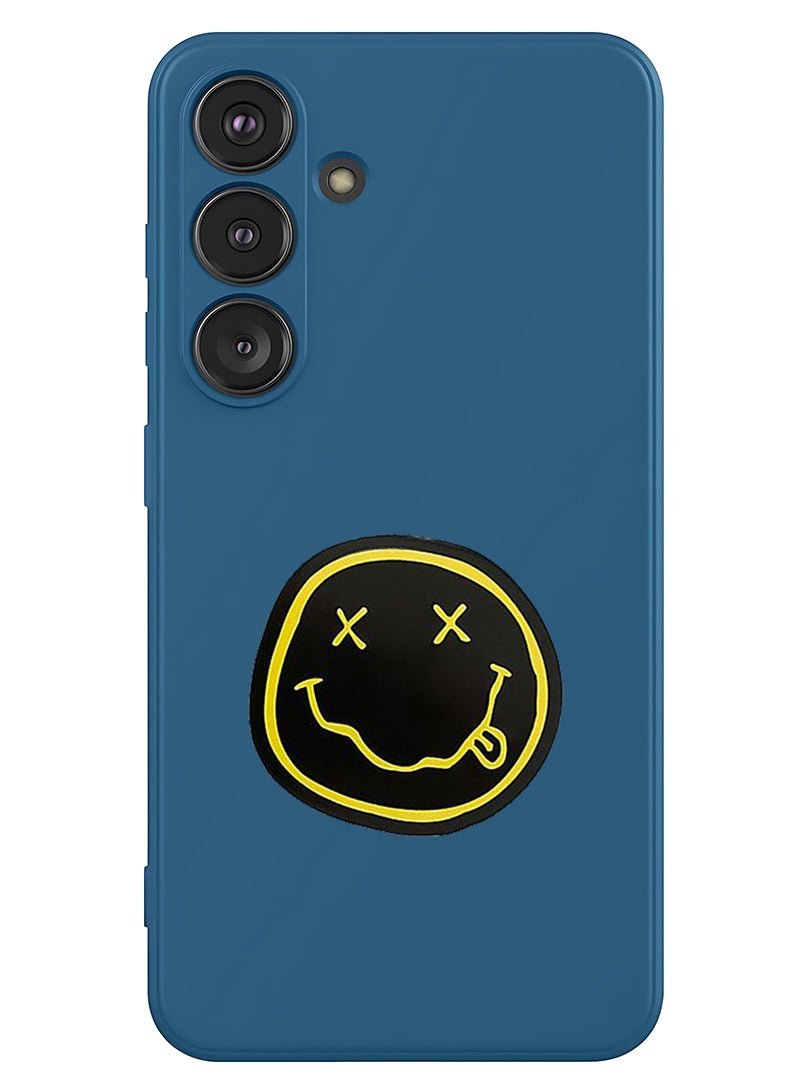 Theodor Protective Slim Fit Case Liquid Silicone Cover with Full Body Protection Anti-Scratch Shockproof Case For Samsung Galaxy S25 Plus (Blue) - Smiley (2) - Image 1