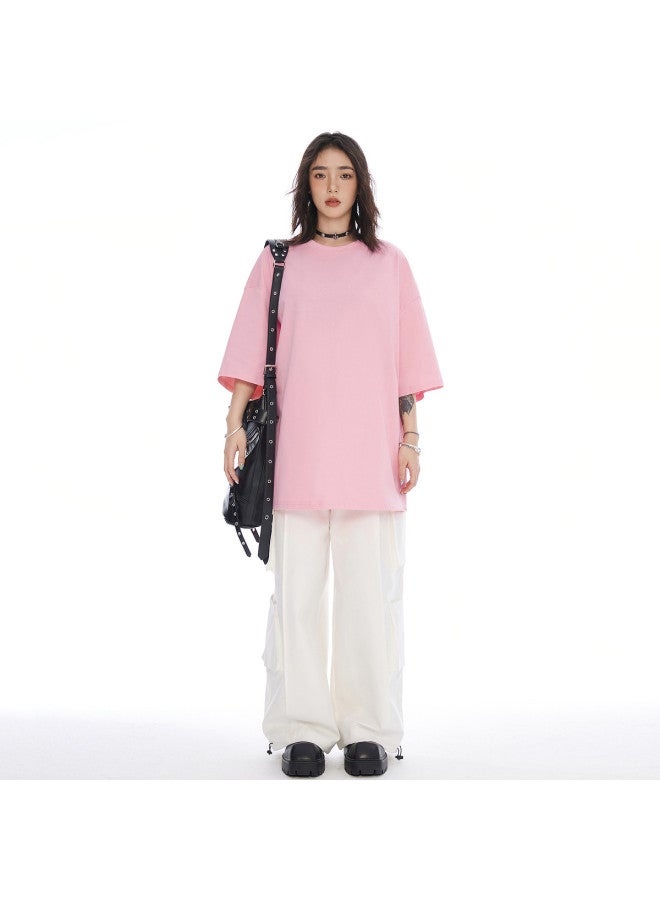 EPTISON Summer Solid Color Short Sleeve T-shirt Unisex Trendy Casual Loose Fit Round Neck Simple Couple Tee - Image 4