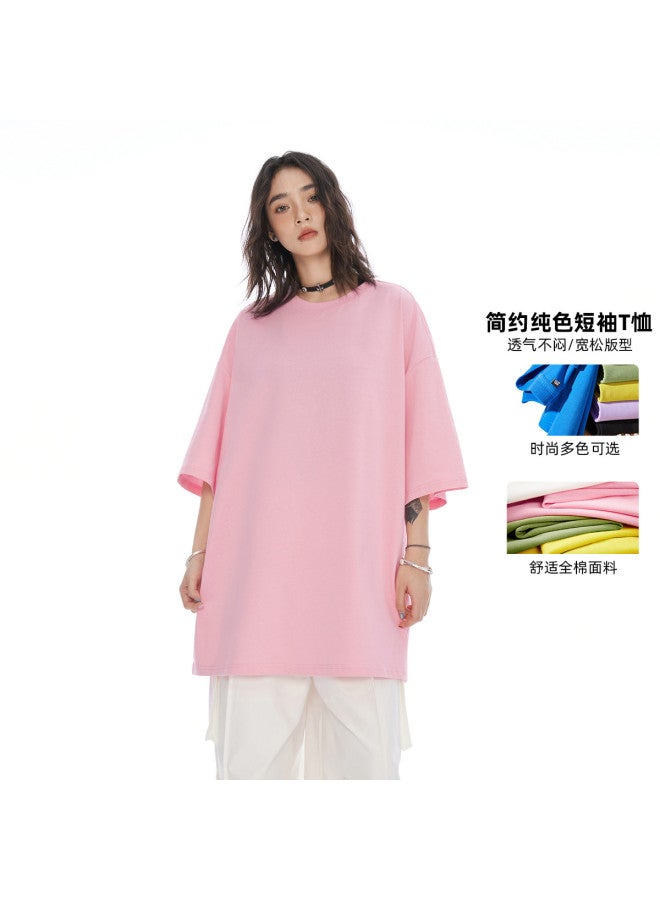 EPTISON Summer Solid Color Short Sleeve T-shirt Unisex Trendy Casual Loose Fit Round Neck Simple Couple Tee - Image 2