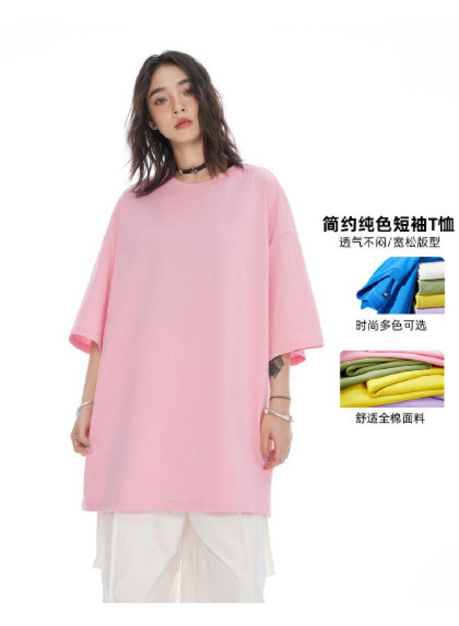 EPTISON Summer Solid Color Short Sleeve T-shirt Unisex Trendy Casual Loose Fit Round Neck Simple Couple Tee - Image 1