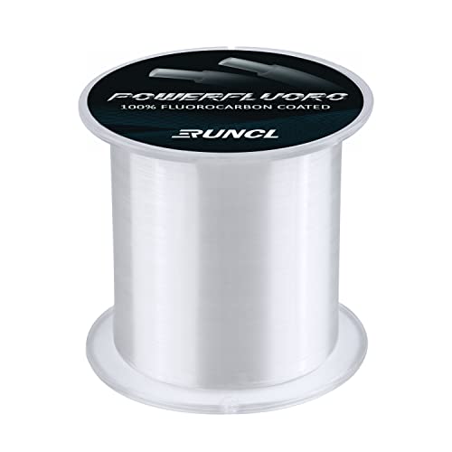 RUNCL Fluorocarbon Fishing Line, PowerFluoro Clear Ice Fishing Leader Line - Virtually Invisible, Faster Sinking, Extra Sensitivity, 300/500/1000yds, 5-32lb Break Strength, Fishing Gifts - Image 1