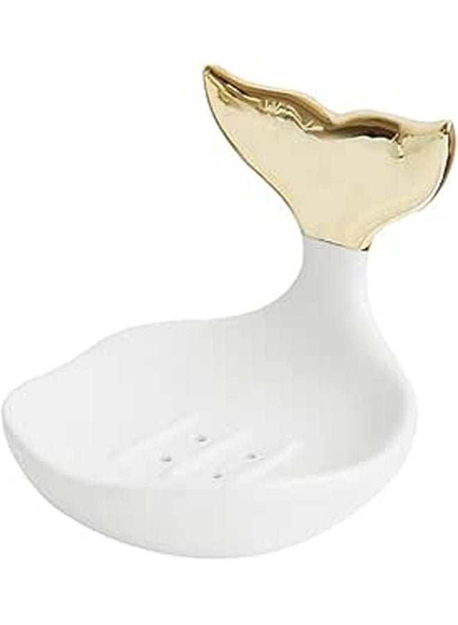 Modern Ceramic Soap Box With Ring Organizer Fishtail Design Bathroom Holder Wedding Gift - Image 1