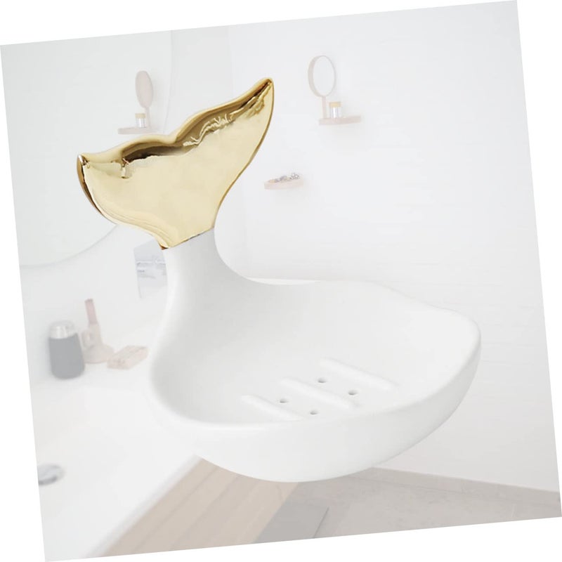 Modern Ceramic Soap Box With Ring Organizer Fishtail Design Bathroom Holder Wedding Gift - Image 4