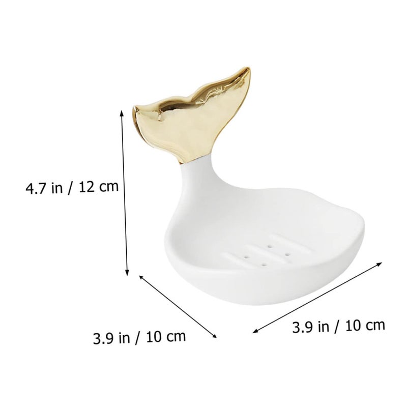Modern Ceramic Soap Box With Ring Organizer Fishtail Design Bathroom Holder Wedding Gift - Image 3