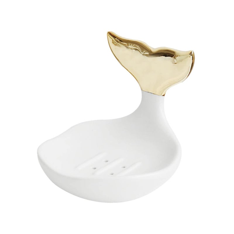Modern Ceramic Soap Box With Ring Organizer Fishtail Design Bathroom Holder Wedding Gift - Image 2