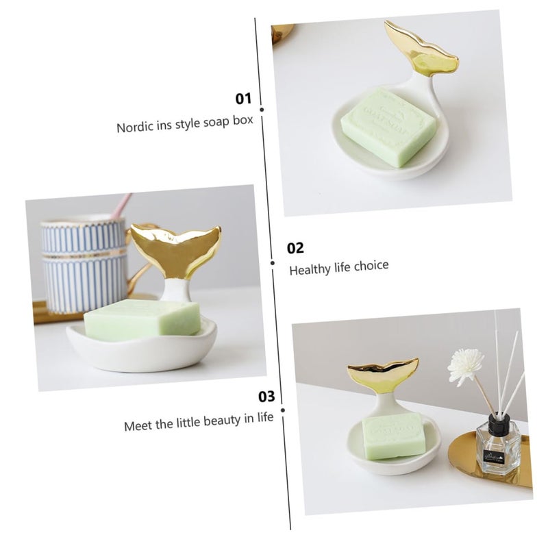 Modern Ceramic Soap Box With Ring Organizer Fishtail Design Bathroom Holder Wedding Gift - Image 5