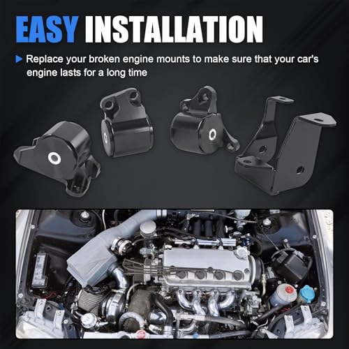 RALZAOTO Engine Billet Motor Mount Bracket Kit Compatible with 1996-2000 Honda Civic B/D Series B16 B18 D15 D16 4PCS - Image 5