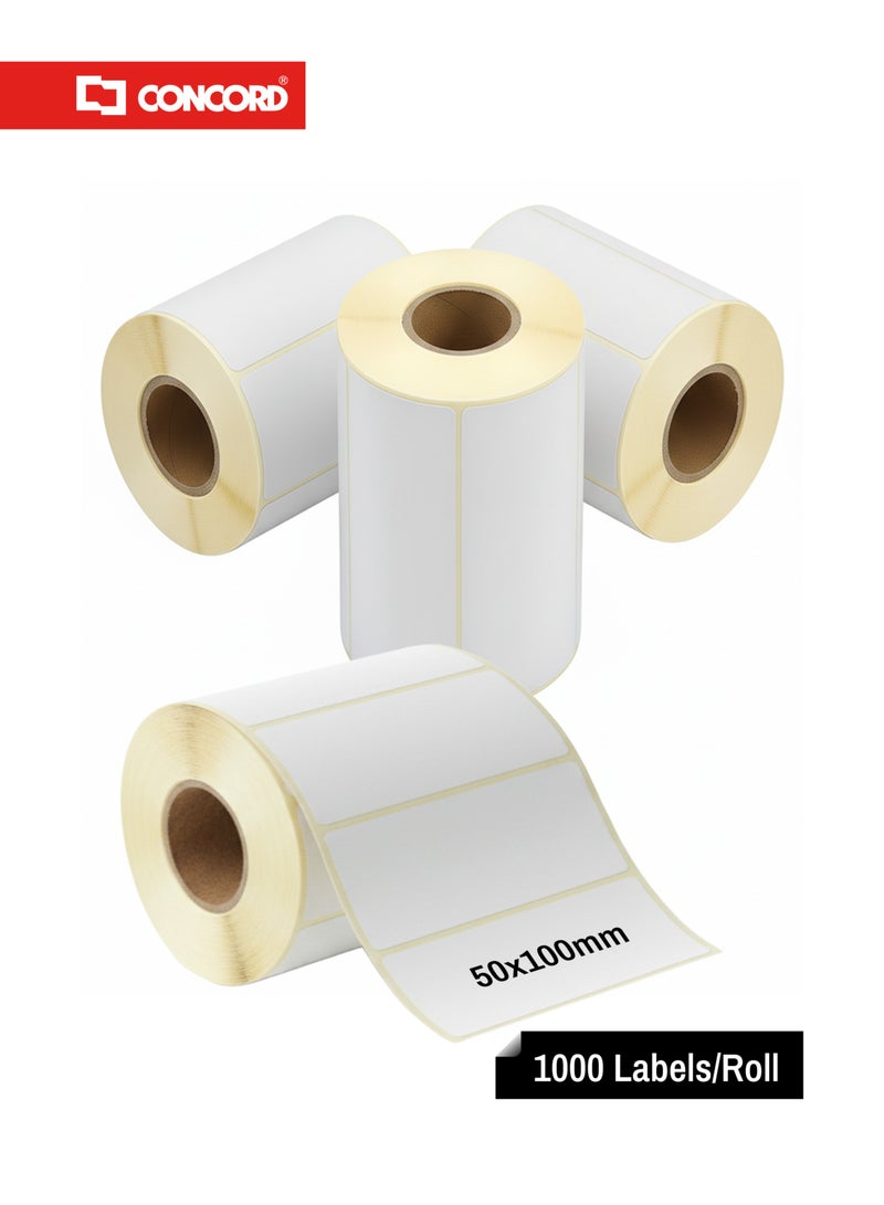 كونكورد ملصقات باركود حرارية 50×100مم، 1000 ملصق لكل رول، عبوة 4 رول - Image 1