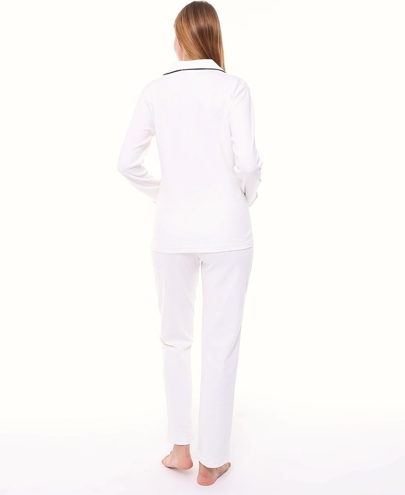 Likapa Interlock Buttoned Maternity Long Sleeve Pajama Set 1354-01 - Image 4