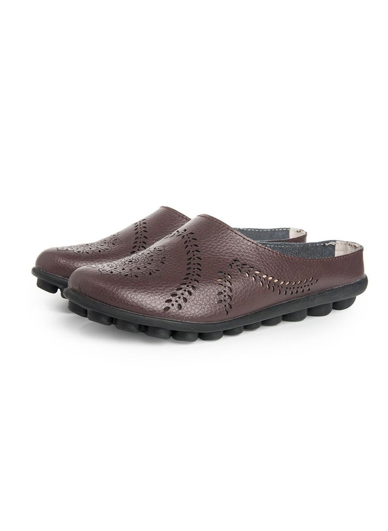 Loquat Women's New Spring/Summer Slippers Low Top Flat Shoes Brown 